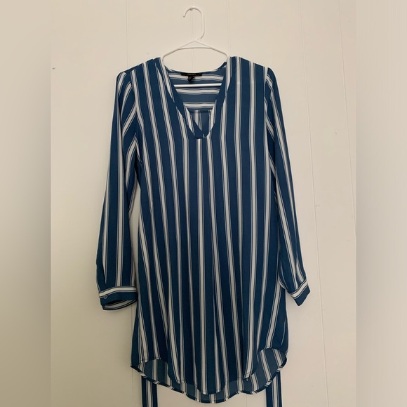 2-pack Forever 21 Shirt Dress Long Sleeve (Black & White; Blue & White) - Picture 7 of 9